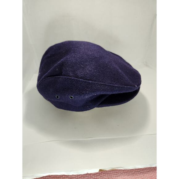 vintage Lake of the Isles Wool Newsboy Cap Medium Classic Navy Red Lined Hat - Picture 3 of 4